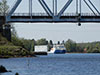 Теплоход "Топаз Ишим" у Кузьминского моста через Неву