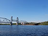 Теплоход "Сургут" у разведённого Кузьминского моста через Неву