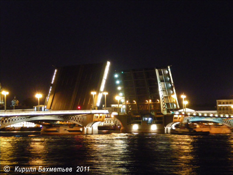 Проход парохода "Торнатор I" под Благовещенским мостом