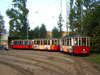 Трамвайнеые вагоны МС-2 № 2135 и МС-3 № 2424 с прицепным вагоном МСП-3 № 2384