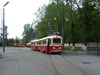 Трамвайные вагоны ЛМ-49 № 3691 с прицепным вагоном ЛП-49 № 3990, ЛМ-47 № 3521 с прицепным вагоном ЛП-47 № 3584 и грузовой трамвай ГМ-63 № 1879 с вагоном дозатором