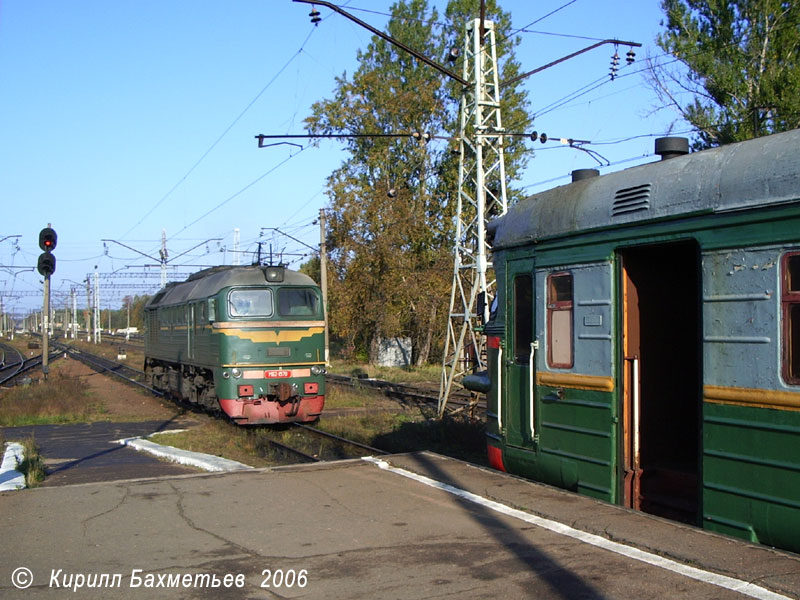 Прицепка тепловоза М62-1570 к электропоезду ЭР2-446