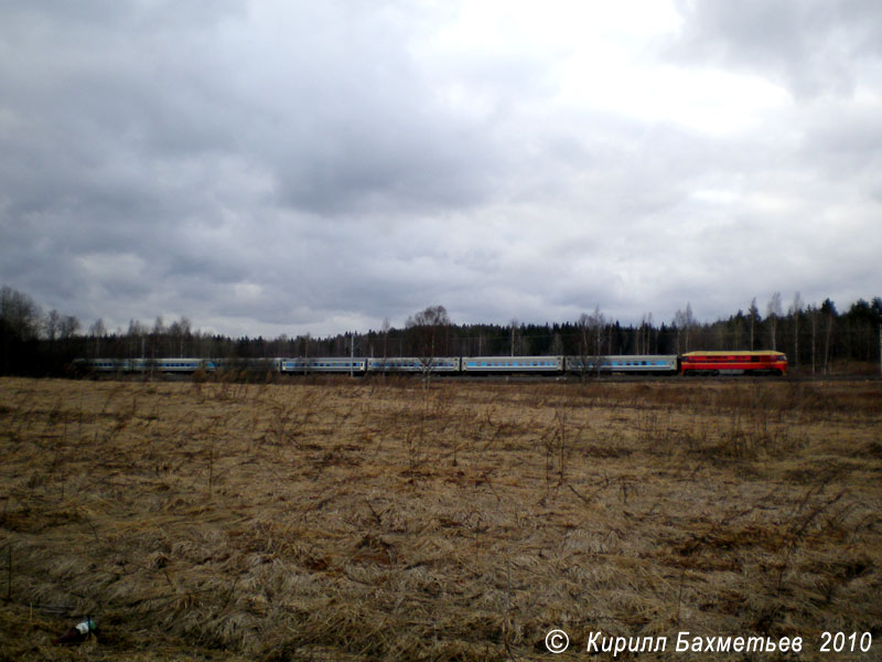 Поезд Хельсинки – Санкт-Петербург "Репин" под тепловозом ТЭП70