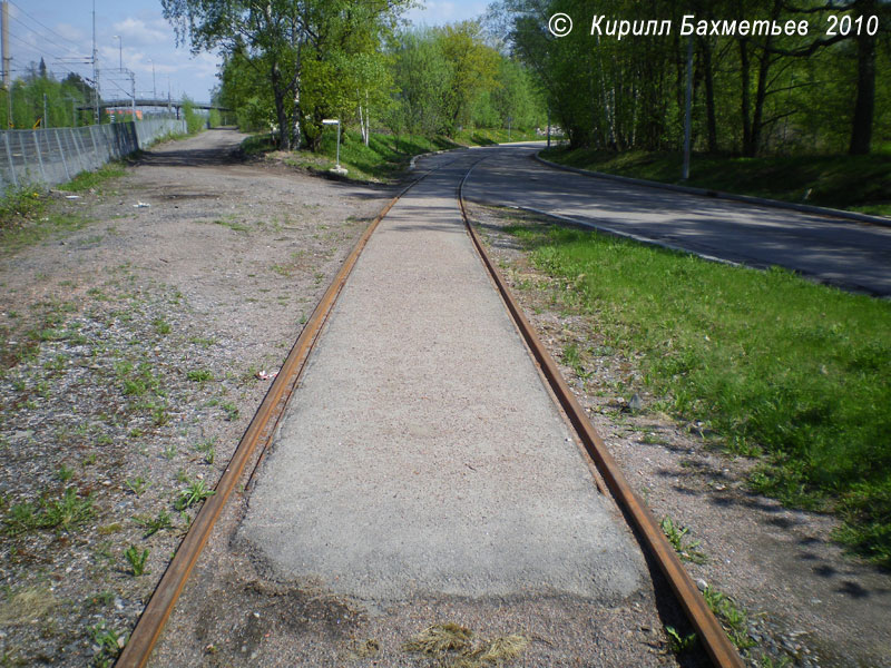 Начало соединительной ветки в депо Хельсинского метрополитена