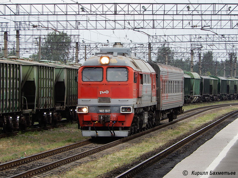 Тепловоз М62-1842 с рабочим поездом Лодейное Поле - Ладва