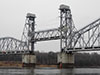 Кузьминский мост через Неву во время разводки