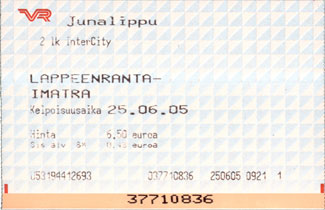Билет от Лаппеэнранты до Иматры